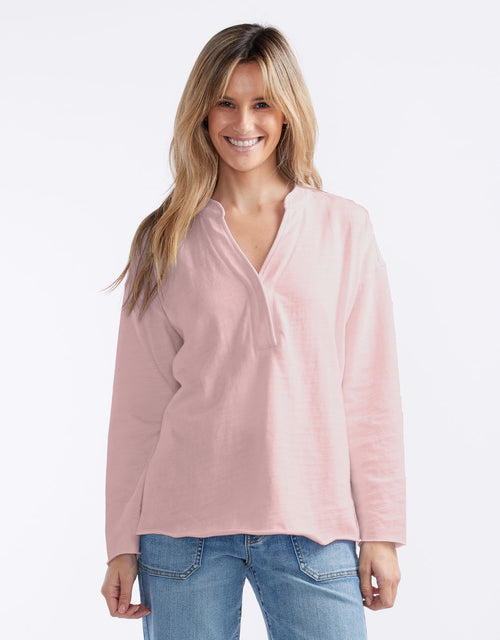 Henley Sunset Top - Dusty Pink