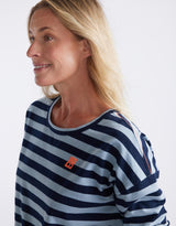 Relaxed Monogram Long Sleeve T-Shirt - Navy/Denim Stripe