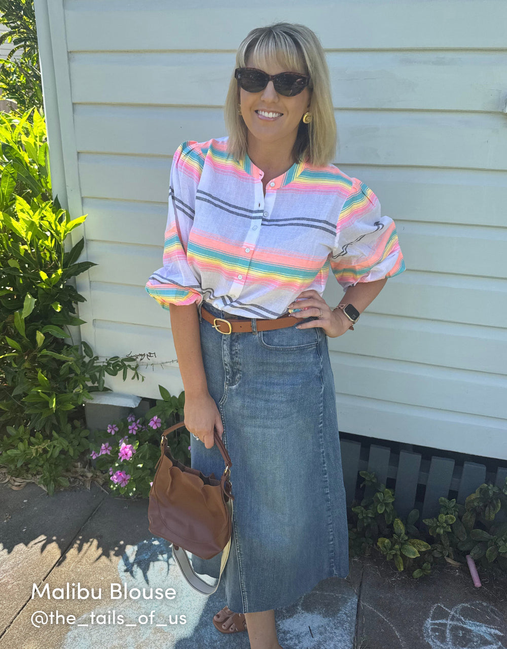 Malibu Blouse - Neon Stripe