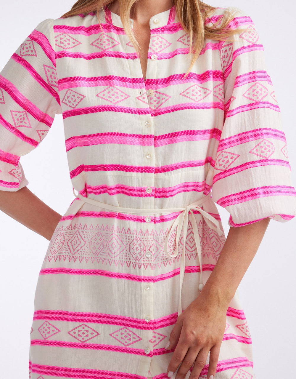 Palm Island Dress - Neon Pink Stripe