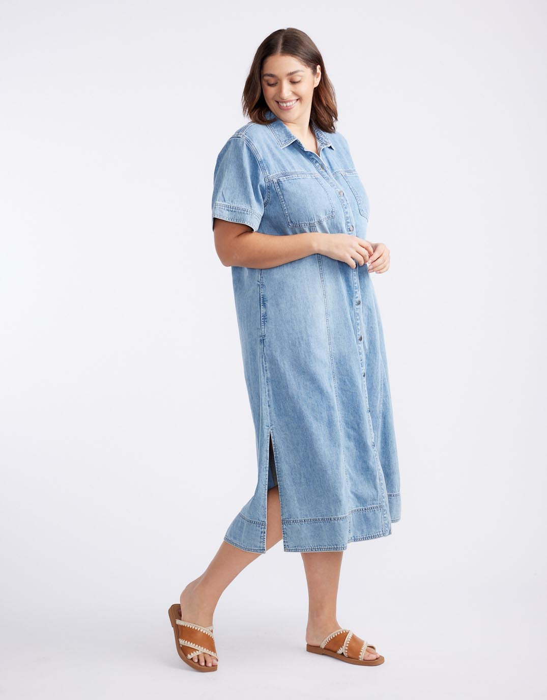 Claudia Midi Dress - Mid Wash