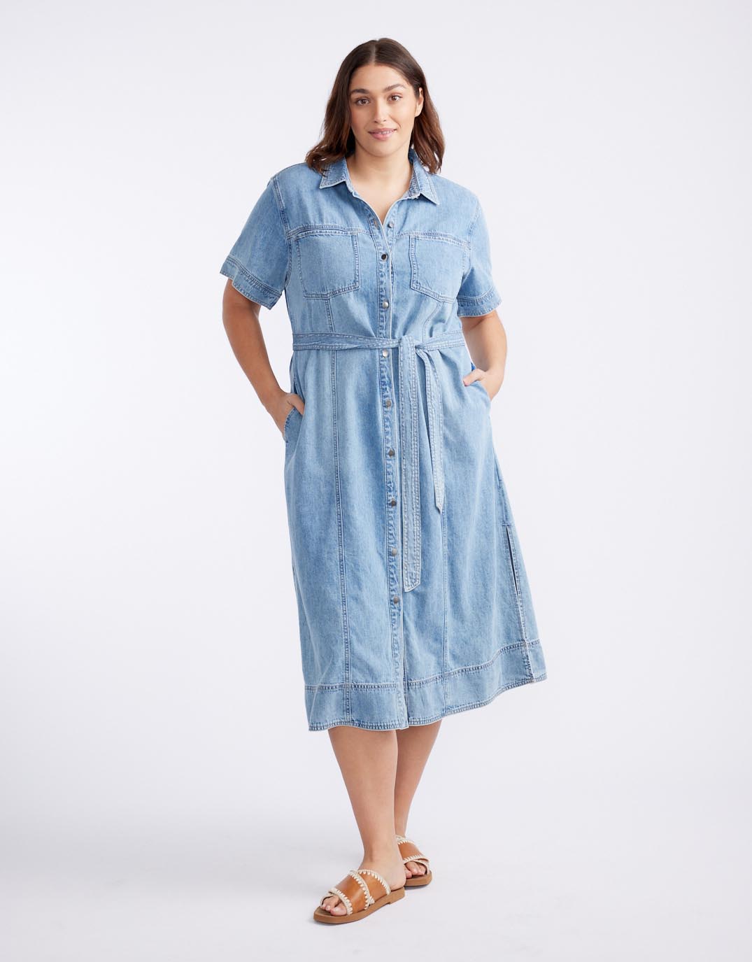 Claudia Midi Dress - Mid Wash