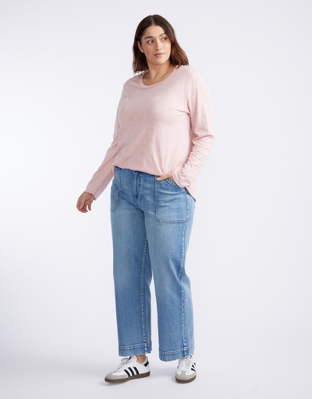 Essential Scoop Hem Long Sleeve T-shirt - Dusty Rose