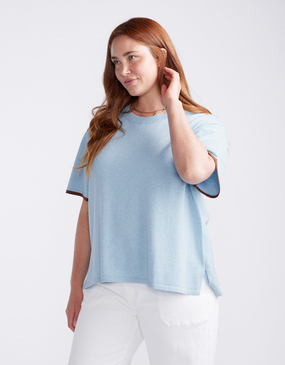 Frenchie Cotton Cashmere Tee - Ice Blue