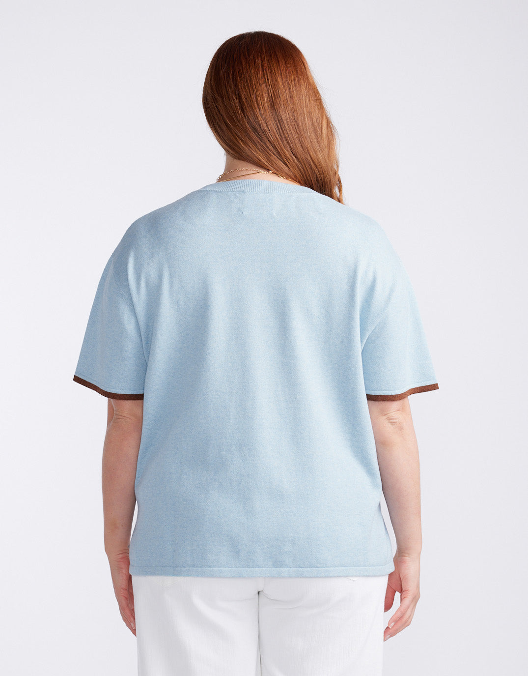 Frenchie Cotton Cashmere Tee - Ice Blue