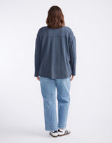 Henley Sunset Top - Washed Navy