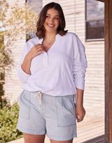 Henley Sunset Top - White