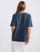 Raw Edge Tee - Washed Navy