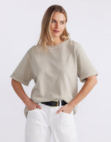 Raw Edge Tee - Washed Stone