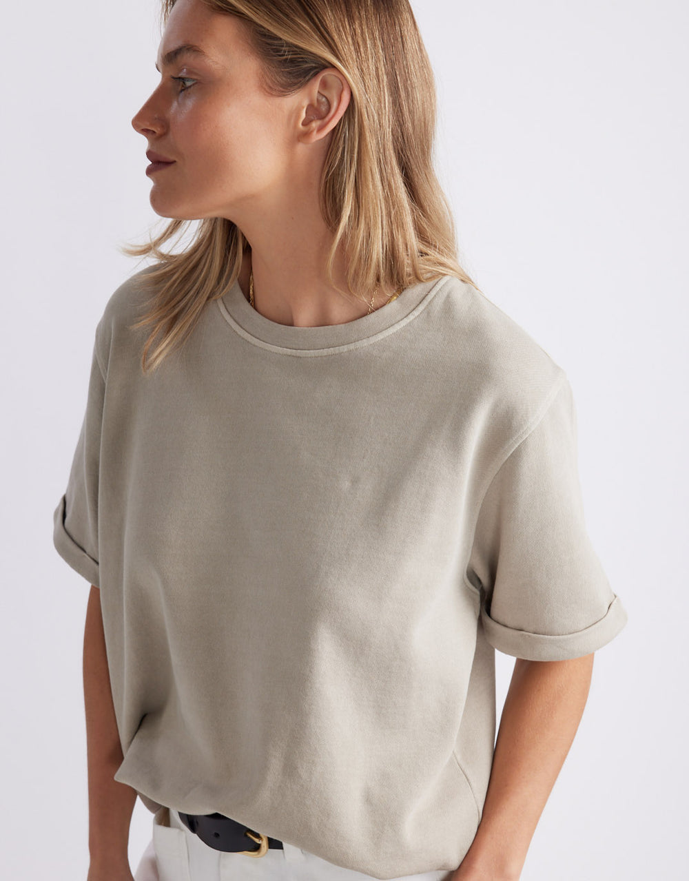 Raw Edge Tee - Washed Stone