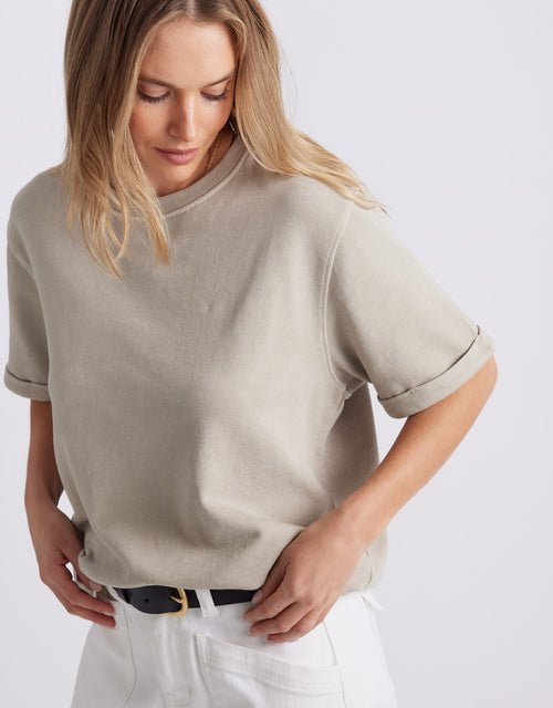 Raw Edge Tee - Washed Stone
