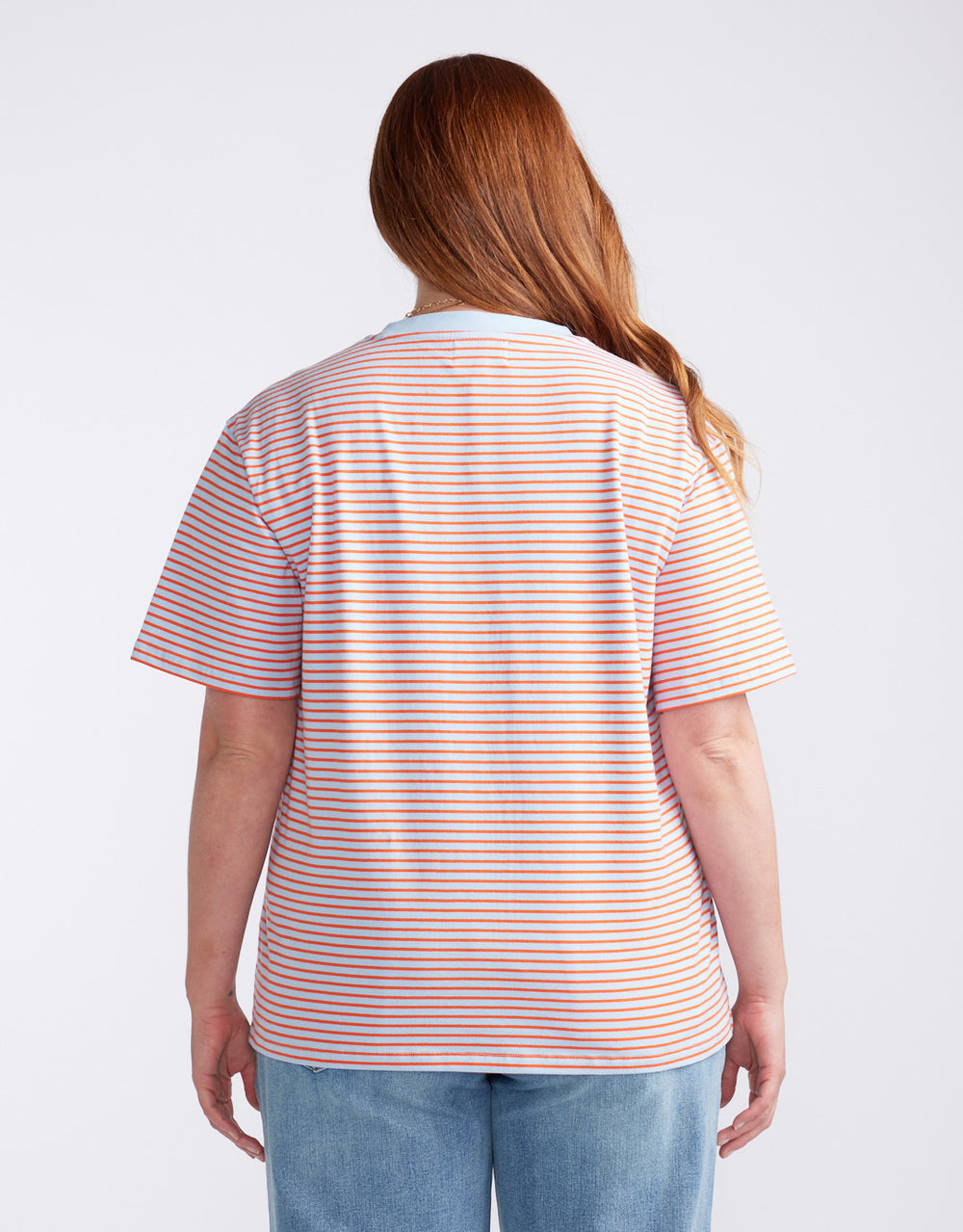 Relaxed Tee - Ice Blue/Orange Stripe