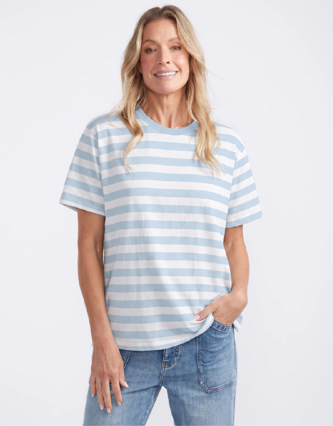 Relaxed Tee - Ice Blue/White