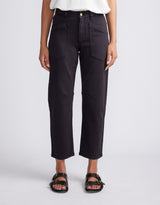 Saskia Cargo Barrel Jean - Washed Black