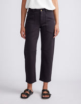 Saskia Cargo Barrel Jean - Washed Black