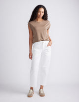 Saskia Cargo Barrel Jean - White