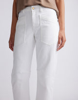Saskia Cargo Barrel Jean - White