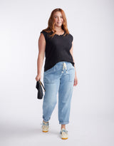 Scoop Hem Tank - Black