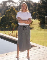 Signature Midi Skirt - Navy/White Stripe