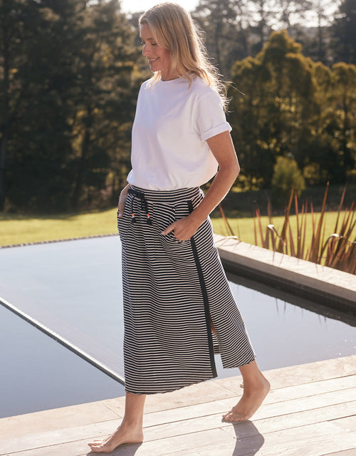 Signature Midi Skirt - Navy/White Stripe