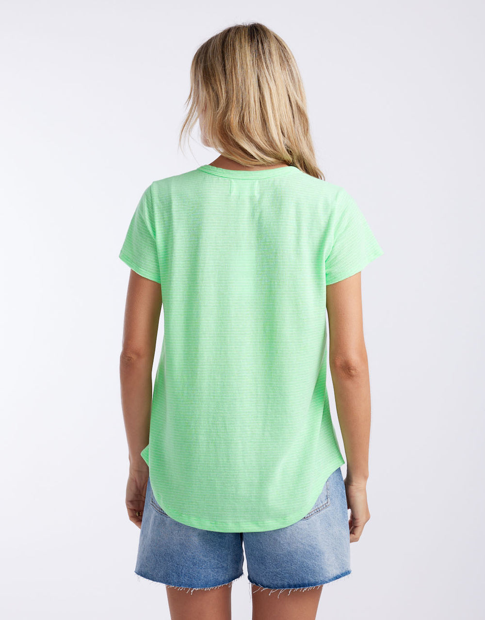 white-co-sorbet-stripe-round-neck-tee-neon-green-womens-clothing
