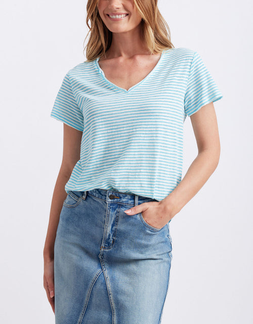 white-co-sorbet-stripe-vee-neck-tee-azure-blue-womens-clothing