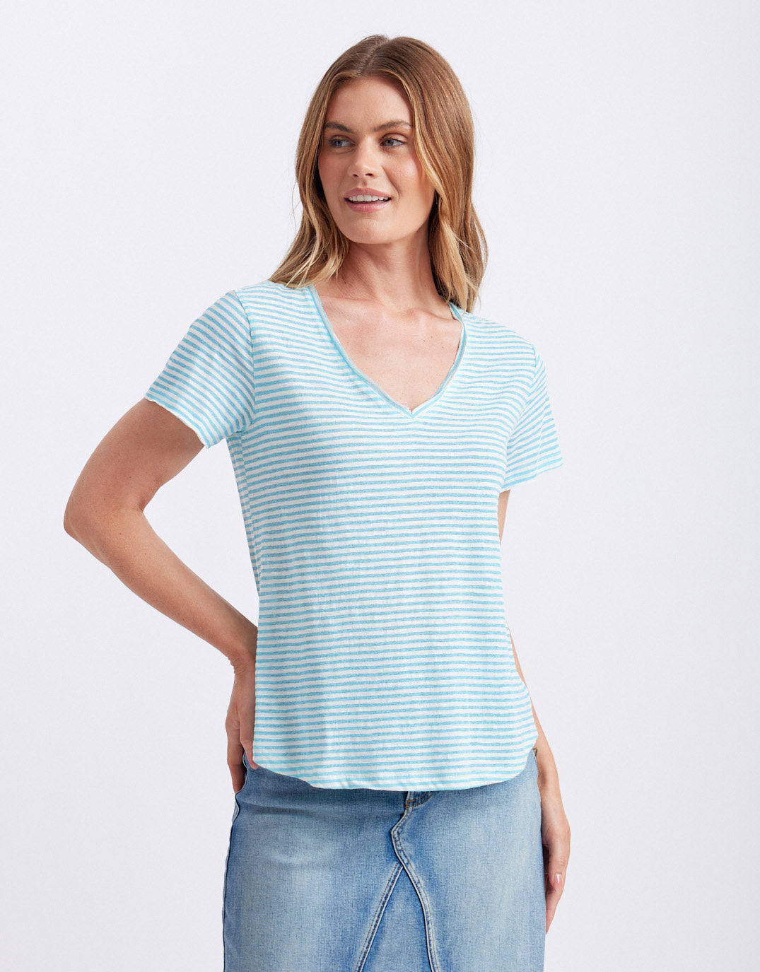 white-co-sorbet-stripe-vee-neck-tee-azure-blue-womens-clothing