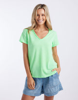 white-co-sorbet-stripe-vee-neck-tee-neon-green-womens-clothing