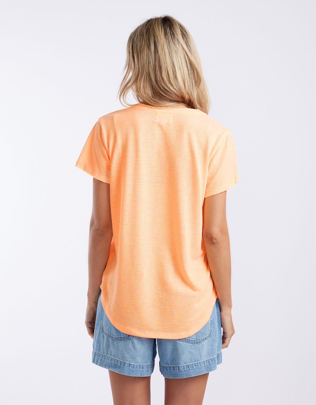 white-co-sorbet-stripe-vee-neck-tee-neon-orange-womens-clothing