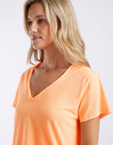white-co-sorbet-stripe-vee-neck-tee-neon-orange-womens-clothing