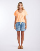 white-co-sorbet-stripe-vee-neck-tee-neon-orange-womens-clothing