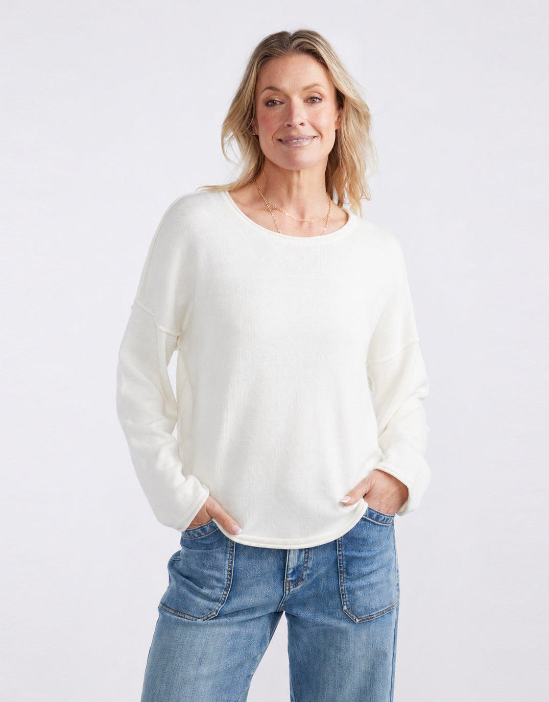 Sorrento Raw Edge Knit - White