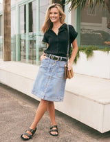 Stevie Denim Skirt - Mid Wash