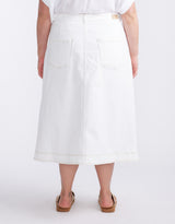 Stevie Midi Denim Skirt - White