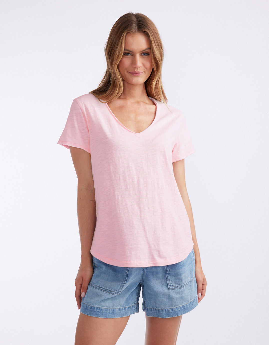 white-co-summer-vee-tee-coral-pink-womens-clothing