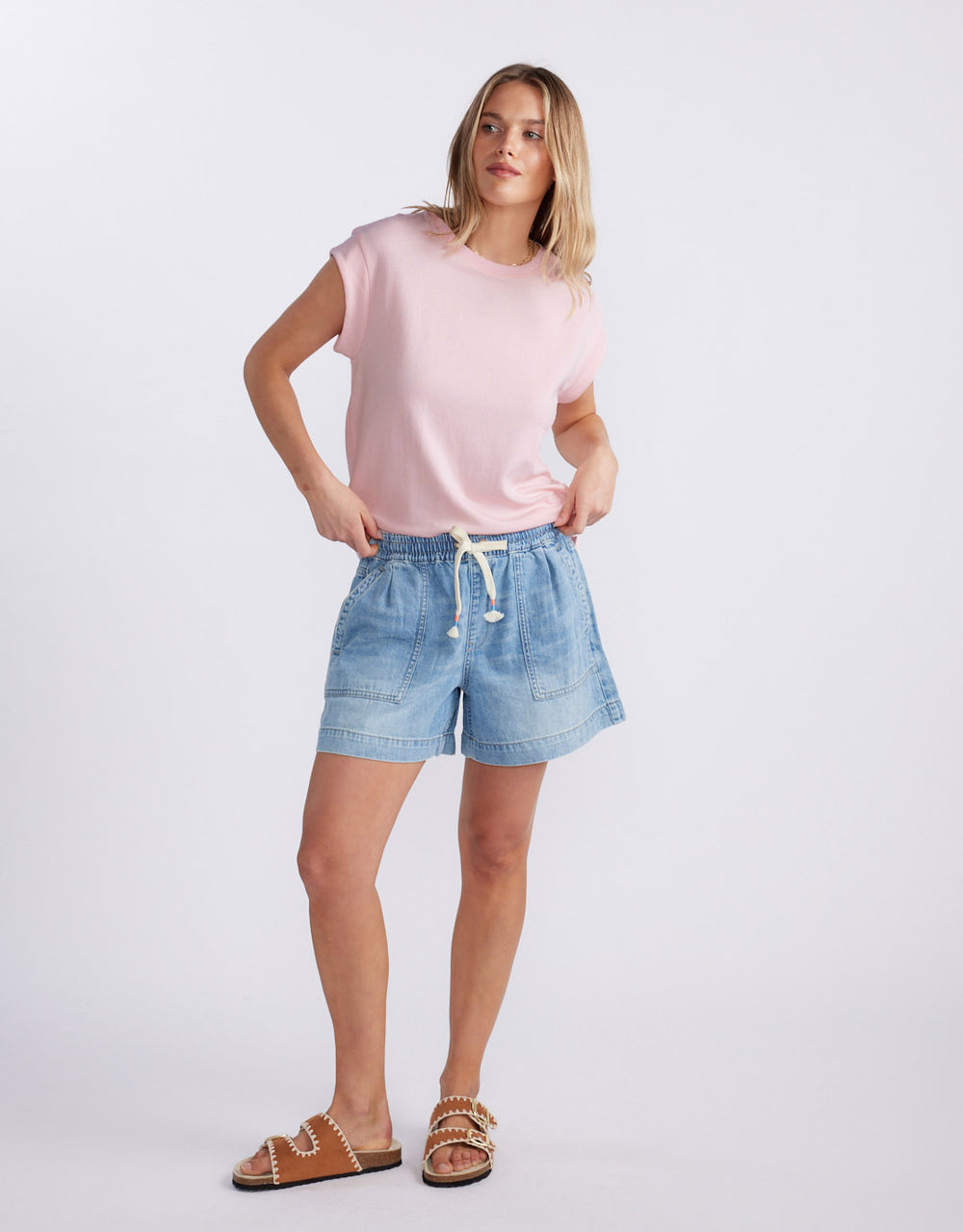 The Edit Cap Sleeve Tank - Pale Pink