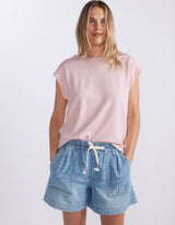 The Edit Cap Sleeve Tank - Pale Pink