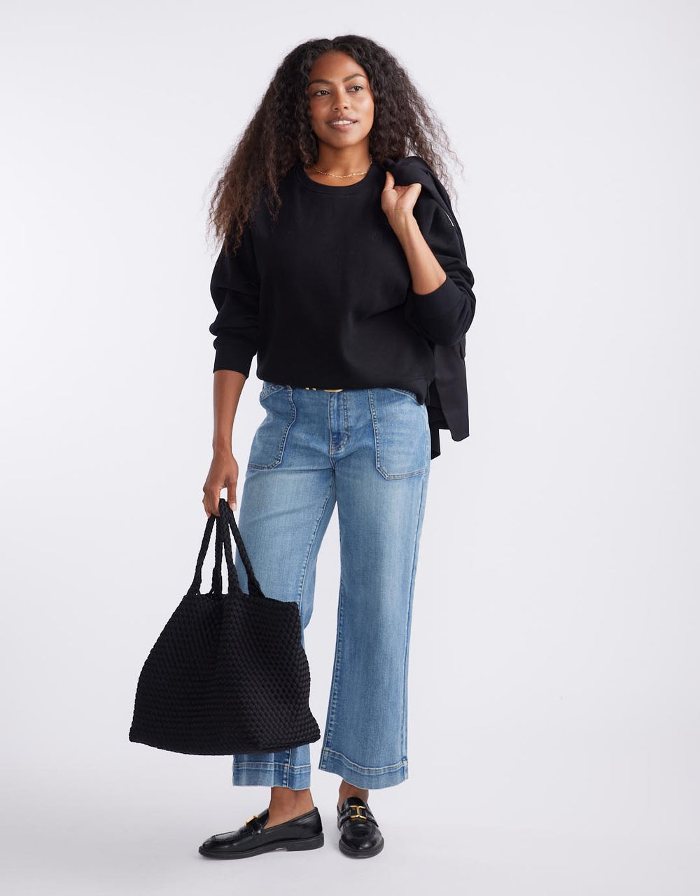 white-co-the-lounger-crew-black-womens-clothing