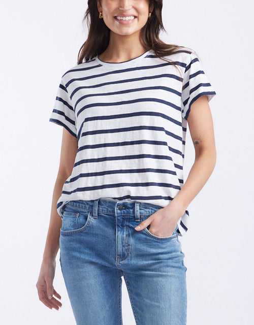 Turn Back T-Shirt - White/Navy Stripe