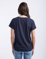 Turn Back V Neck T-Shirt - Navy