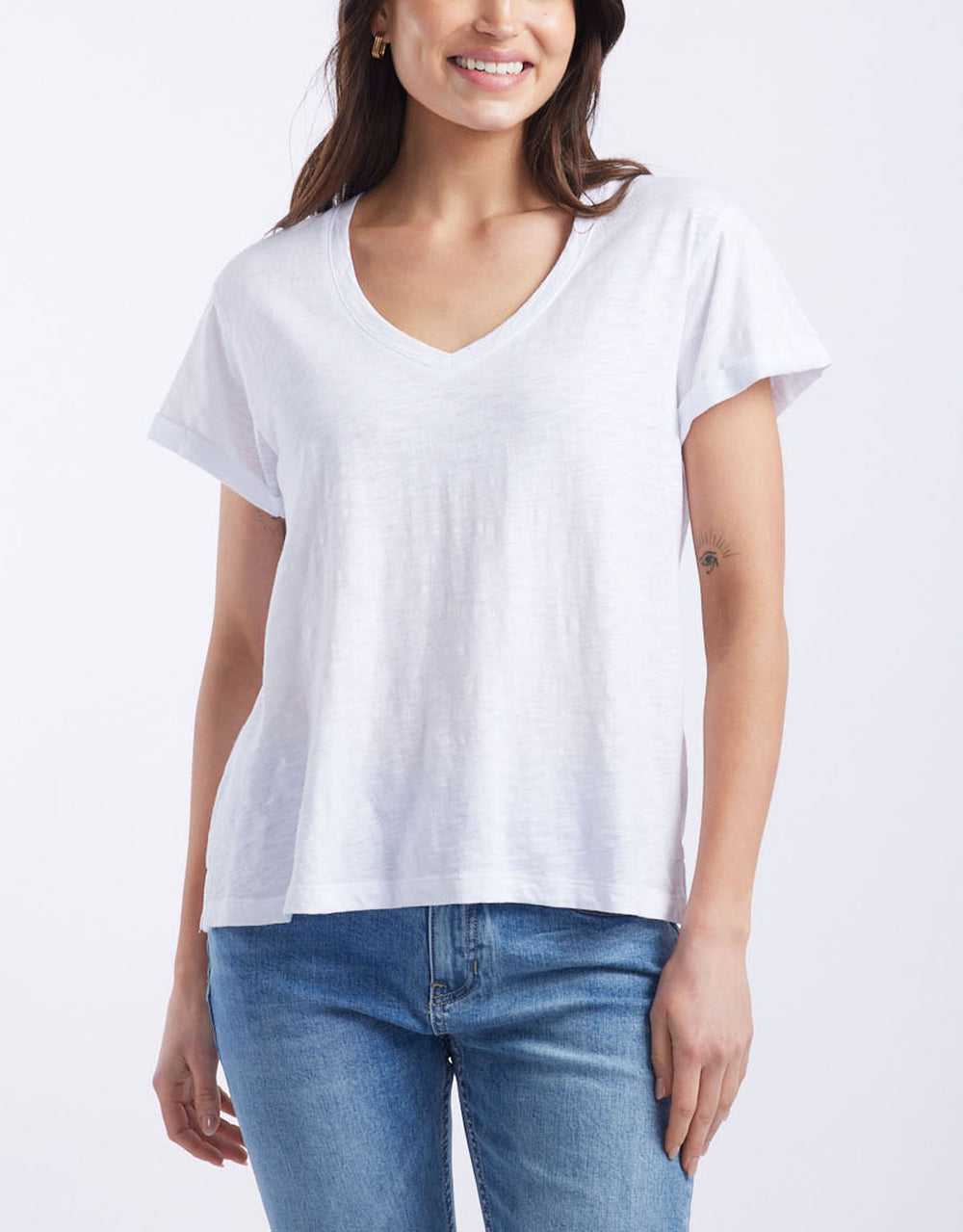 Turn Back V Neck T-Shirt - White