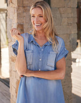 Amber Vintage Denim Dress - Chambray