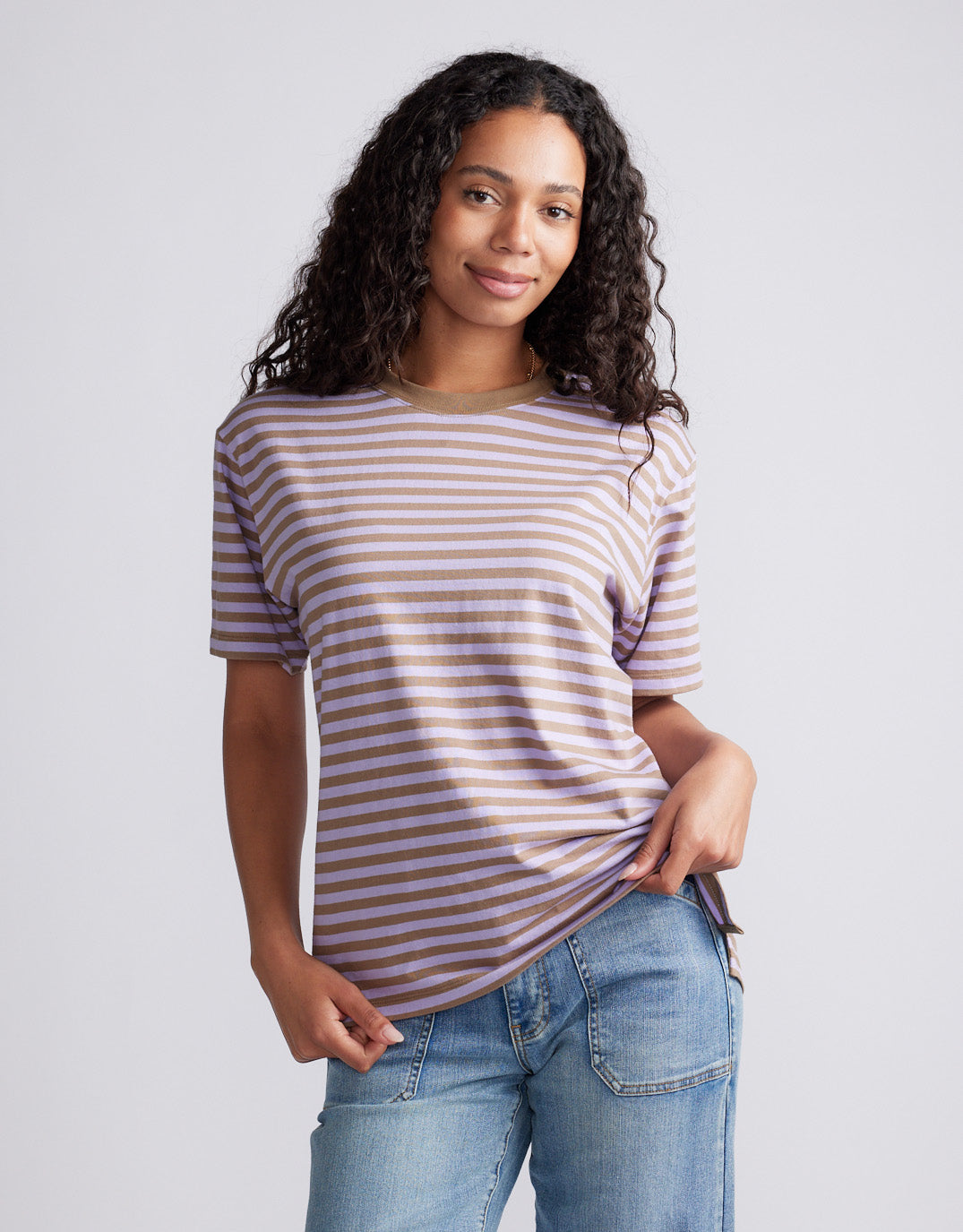 Relaxed Tee - Lilac/Chocolate