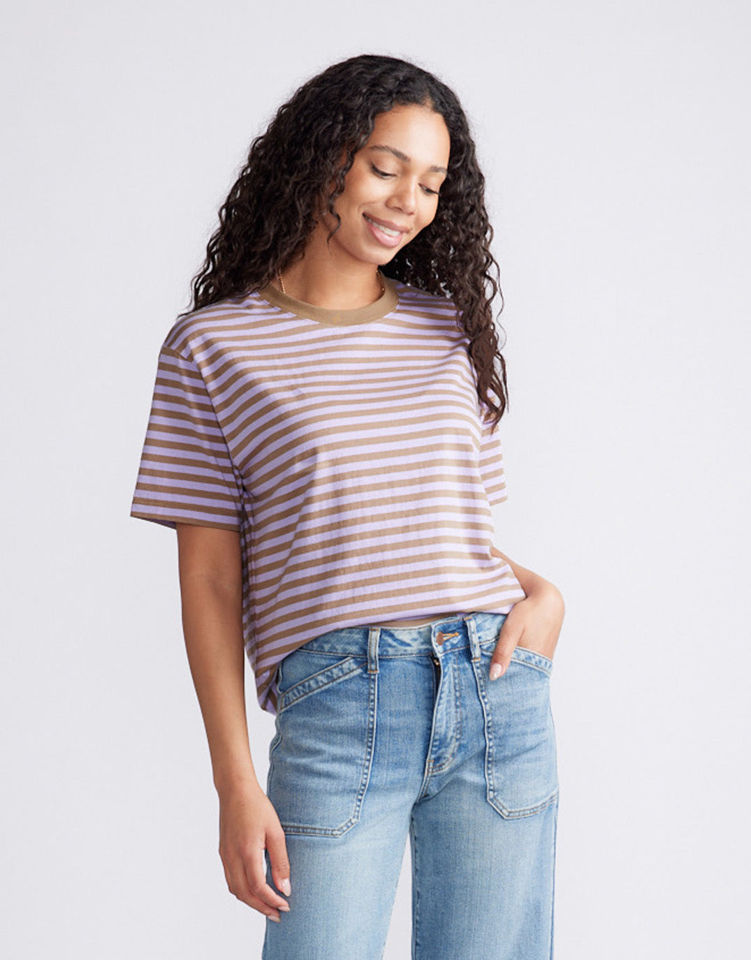Relaxed Tee - Lilac/Chocolate