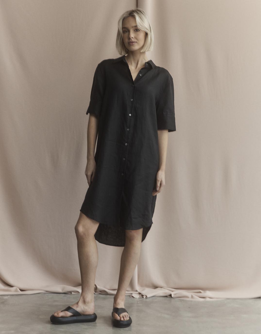 Hettie Shirt Dress - Black