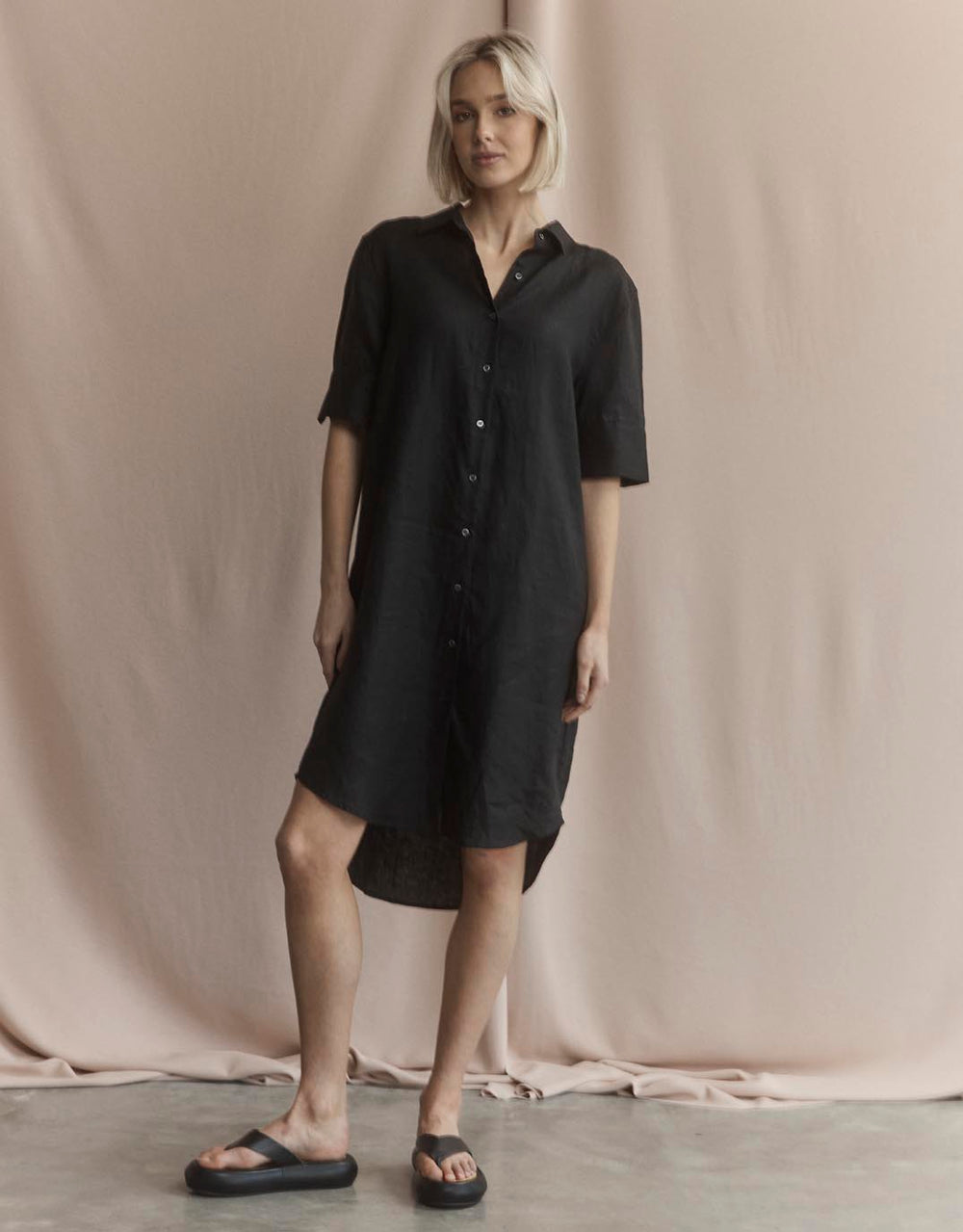 black shirt dress nz Hollie Ink Shirt Dress