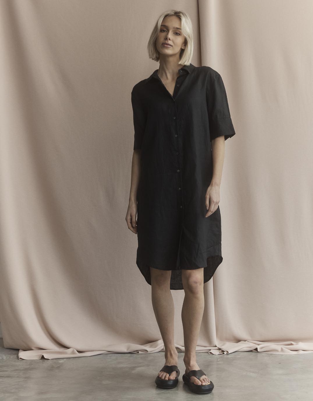 Hettie Shirt Dress - Black
