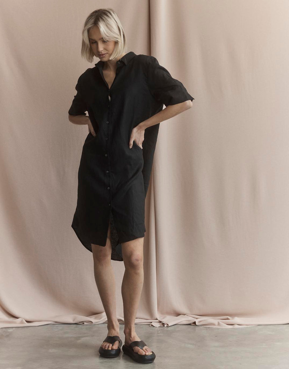 Hettie Shirt Dress - Black