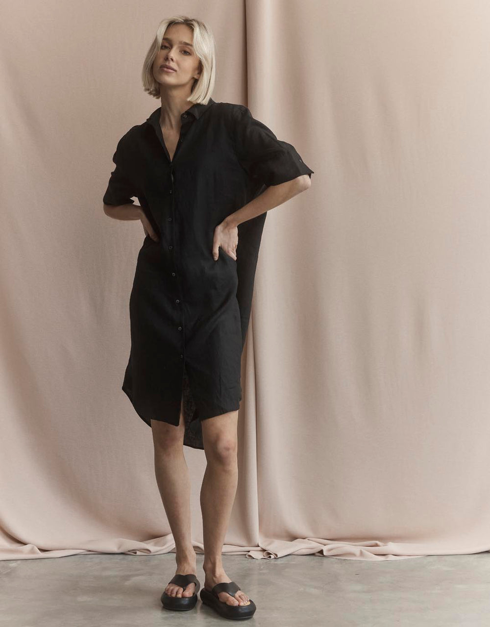Hettie Shirt Dress - Black
