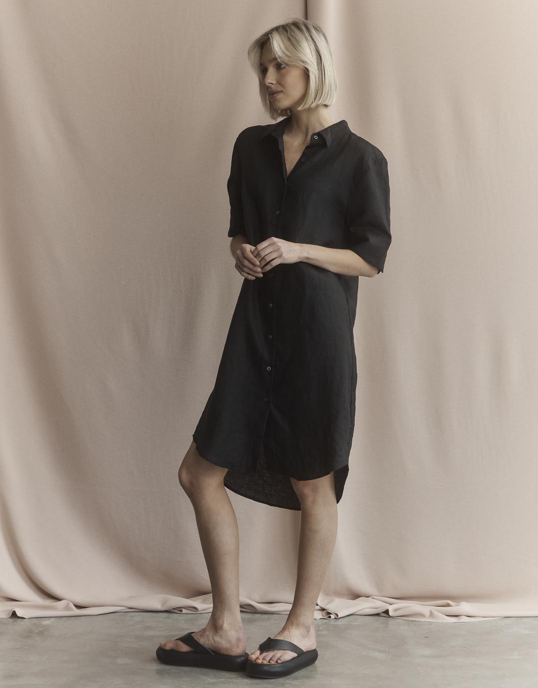 Hettie Shirt Dress - Black